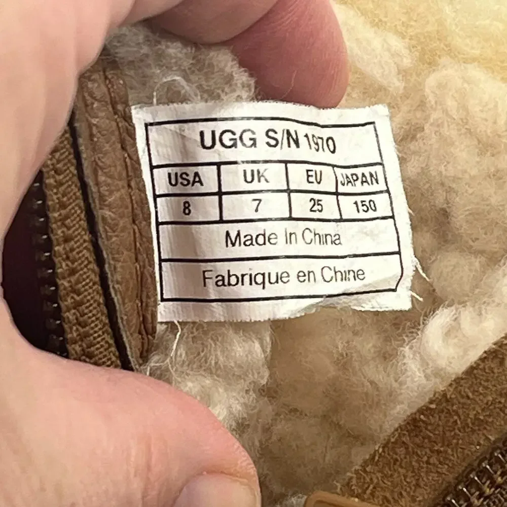 UGG Kids Tacey Boots Toddler Size 8 Brown Suede Shearling Lined Zip Tassel